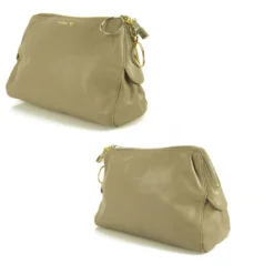 PAULE KA Cuir Taupe Avec Tirettes à Anneaux Et Cadenas Pochette Sac à Main Gris -PAULE KA Boutique 359169 10