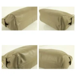 PAULE KA Cuir Taupe Avec Tirettes à Anneaux Et Cadenas Pochette Sac à Main Gris -PAULE KA Boutique 359169 3