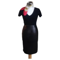 Jupe Crayon En Cuir Noir PAULE KA