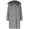 MANTEAU PAULE KA COL FOURRURE GRIS PERLE