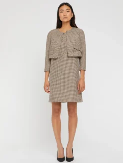 PAULE KA Veste Courte Imprimée Pied-de-poule à Nœud