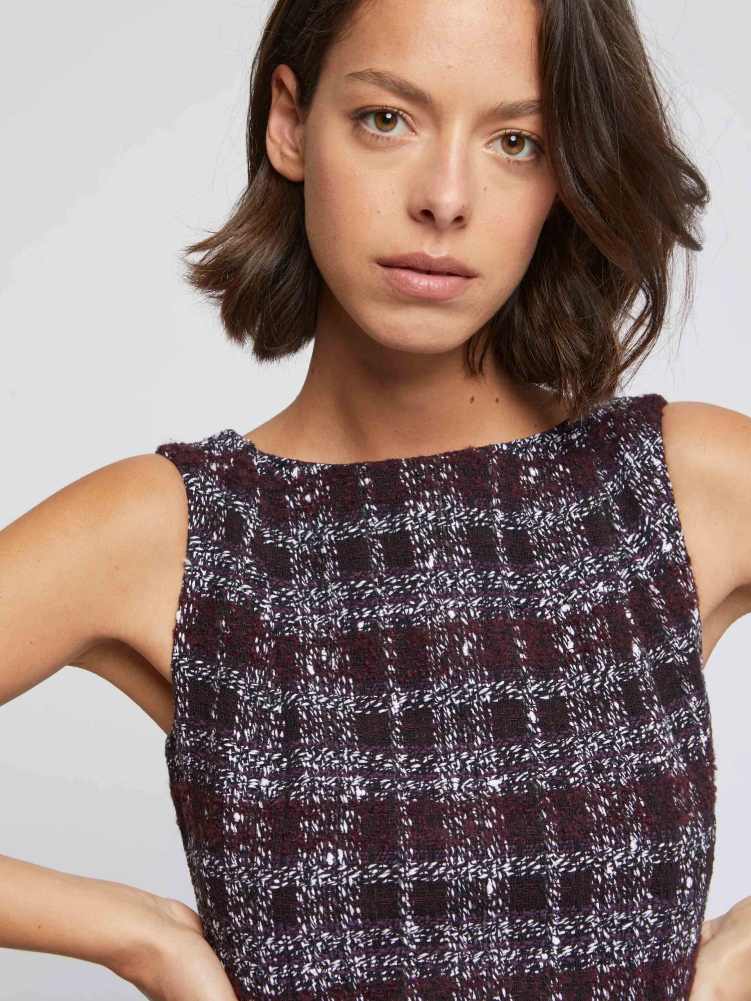 PAULE KA Robe Droite En Tweed Bourgogne 7 PAULE KA Robe Droite En Tweed Bourgogne – Image 7