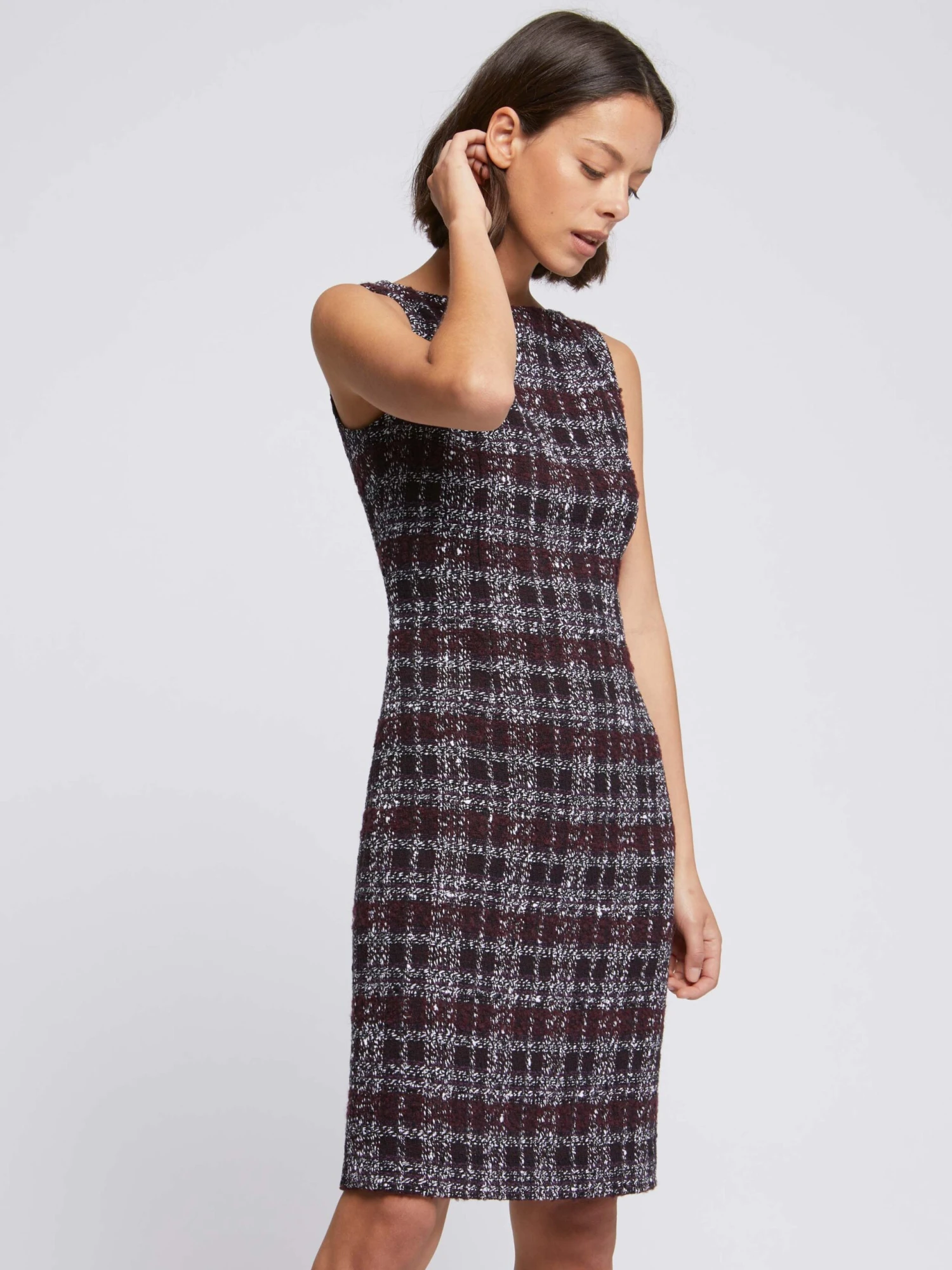 PAULE KA Robe Droite En Tweed Bourgogne 8 PAULE KA Robe Droite En Tweed Bourgogne – Image 8