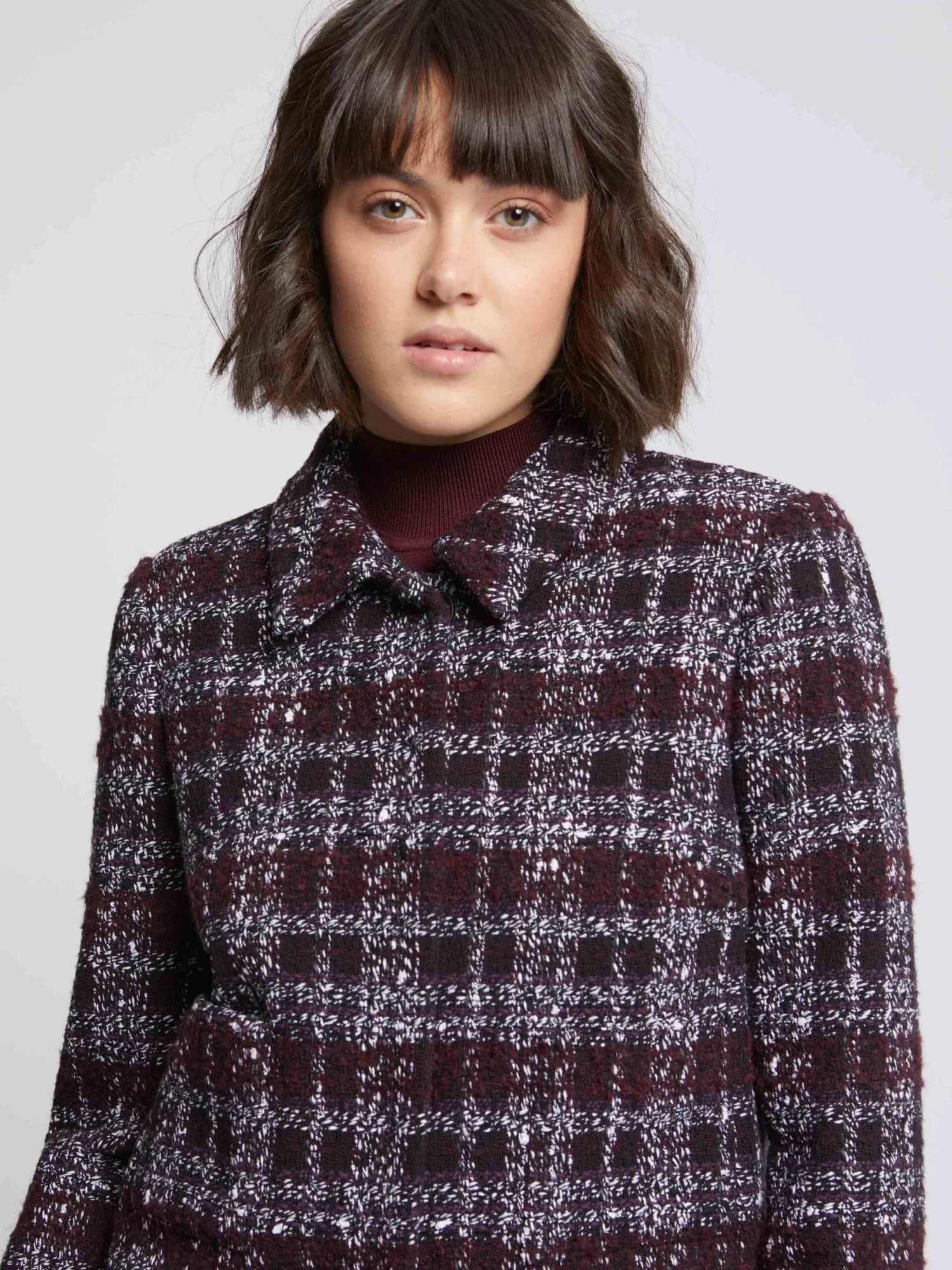 PAULE KA Veste Courte à Col En Tweed Bourgogne 7 PAULE KA Veste Courte à Col En Tweed Bourgogne – Image 7