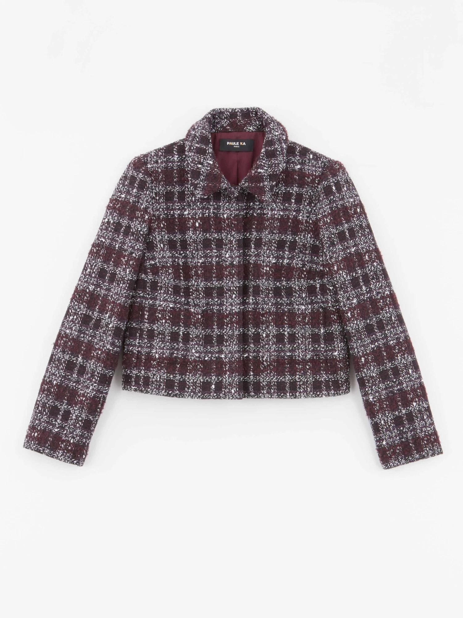PAULE KA Veste Courte à Col En Tweed Bourgogne 10 PAULE KA Veste Courte à Col En Tweed Bourgogne – Image 10