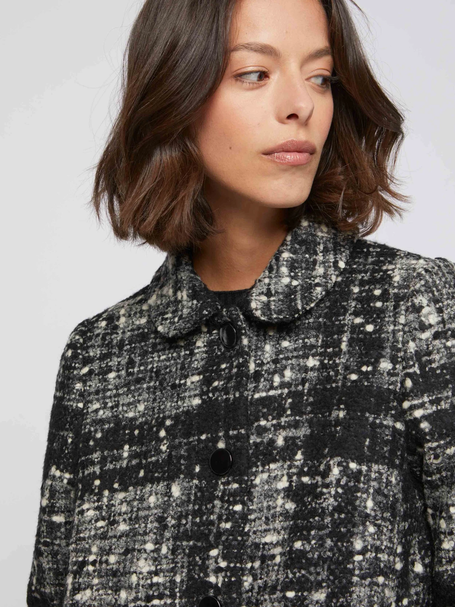 PAULE KA Manteau Mi-long En Tweed Chiné 2 PAULE KA Manteau Mi-long En Tweed Chiné – Image 2