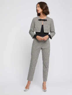 PAULE KA Veste Boléro à Nœud En Jacquard Imprimé Pâquerettes