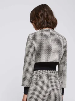 PAULE KA Veste Boléro à Nœud En Jacquard Imprimé Pâquerettes -PAULE KA Boutique paule ka 21H155 V004 9910 4 scaled