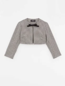 PAULE KA Veste Boléro à Nœud En Jacquard Imprimé Pâquerettes -PAULE KA Boutique paule ka 21H155 V004 9910 6 scaled