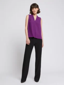 PAULE KA Top Col V En Crêpe Revers Satin