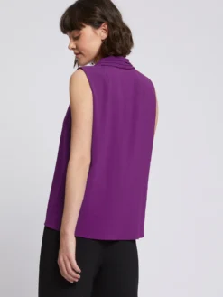 PAULE KA Top Col V En Crêpe Revers Satin -PAULE KA Boutique paule ka 21H180H41 552 4 scaled