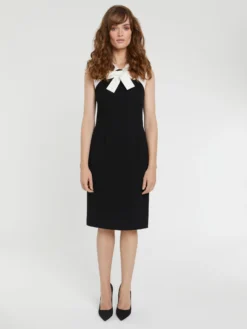 PAULE KA Robe Droite à Nœud En Crêpe Envers Satin