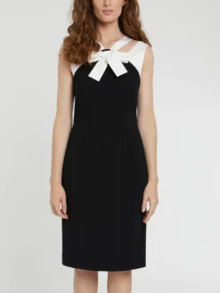 PAULE KA Robe Droite à Nœud En Crêpe Envers Satin -PAULE KA Boutique paule ka 21H180R023 9902 3 scaled