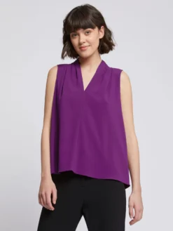 PAULE KA Top Col V En Crêpe Revers Satin -PAULE KA Boutique paule ka 21H180 H41 552 3 scaled