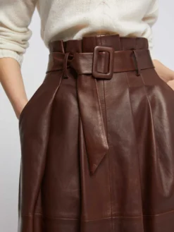 PAULE KA Jupe Longue Ceinturée En Cuir D'agneau -PAULE KA Boutique paule ka 21H300 J317 380 2 scaled