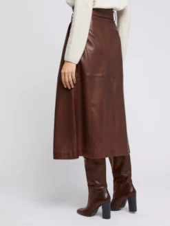 PAULE KA Jupe Longue Ceinturée En Cuir D'agneau -PAULE KA Boutique paule ka 21H300 J317 380 4 scaled