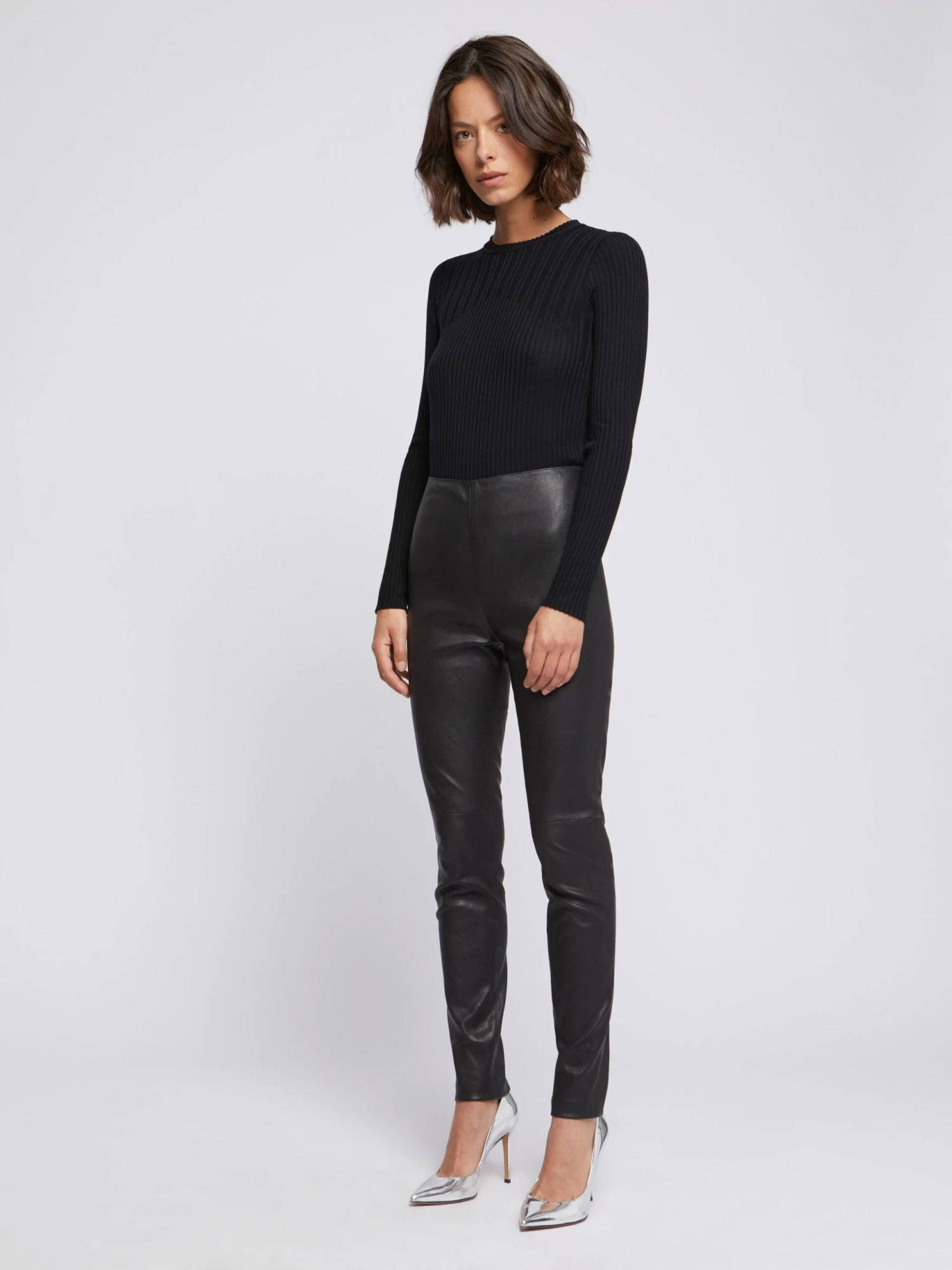PAULE KA Pantalon Slim En Cuir D'agneau Stretch 2 PAULE KA Pantalon Slim En Cuir D'agneau Stretch – Image 2