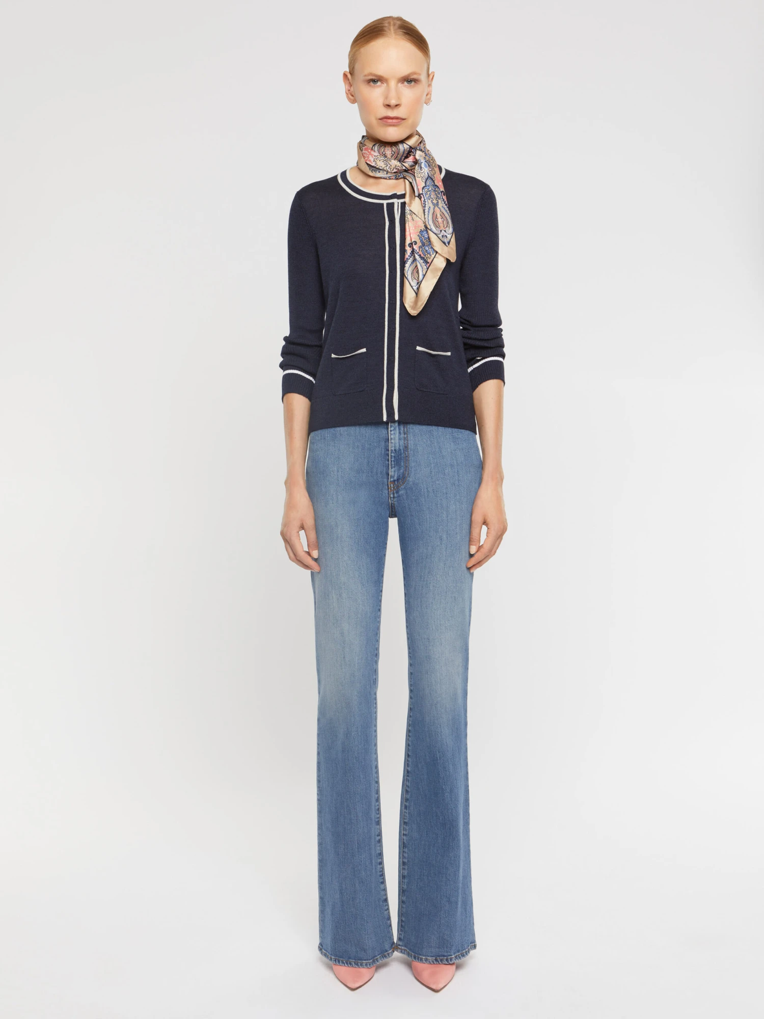 PAULE KA Cardigan Passepoilé En Laine Mérinos 1 PAULE KA Cardigan Passepoilé En Laine Mérinos