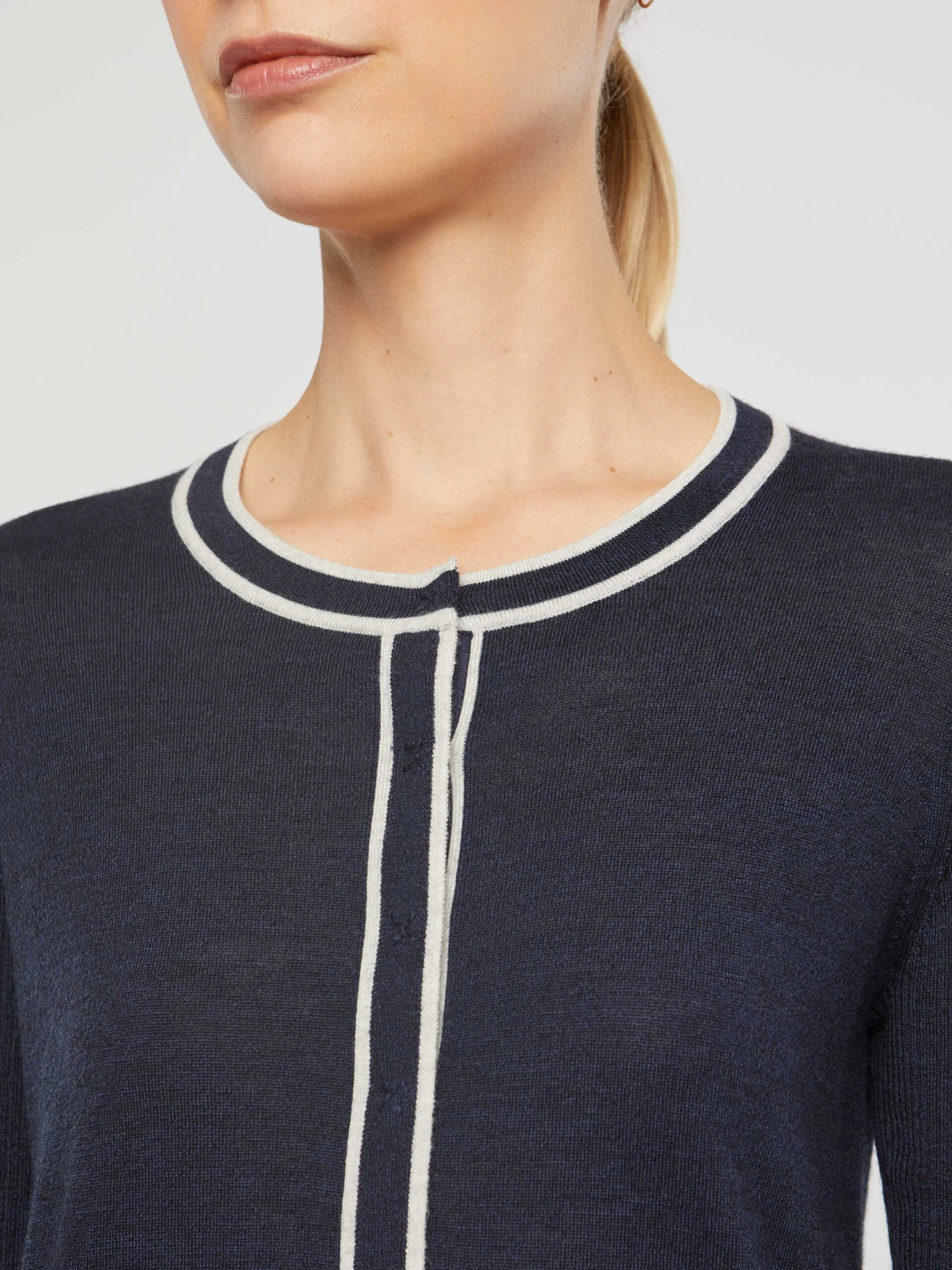 PAULE KA Cardigan Passepoilé En Laine Mérinos 2 PAULE KA Cardigan Passepoilé En Laine Mérinos – Image 2