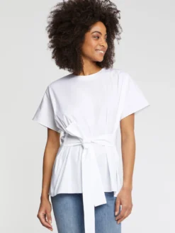 PAULE KA Top Noué à La Taille En Popeline De Coton 7 PAULE KA Top Noué à La Taille En Popeline De Coton -PAULE KA Boutique paule ka 22E100H004 100 3 scaled