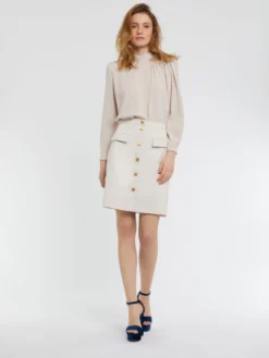 PAULE KA Mini-jupe Boutonnée En Satin De Coton Stretch