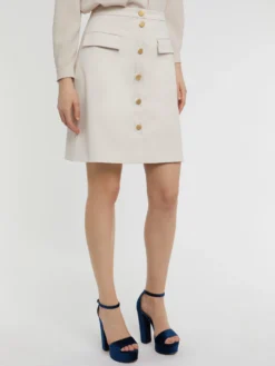 PAULE KA Mini-jupe Boutonnée En Satin De Coton Stretch -PAULE KA Boutique paule ka 22E111J004 104 3 scaled