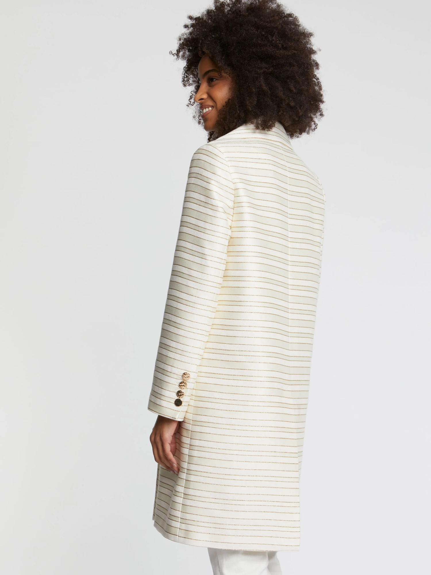 PAULE KA Manteau Mi-long à Rayures Tennis Et Lurex 4 PAULE KA Manteau Mi-long à Rayures Tennis Et Lurex – Image 4