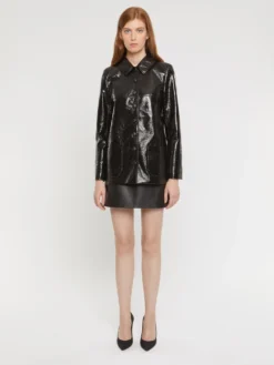 PAULE KA Manteau Court En Vinyle Craquelé