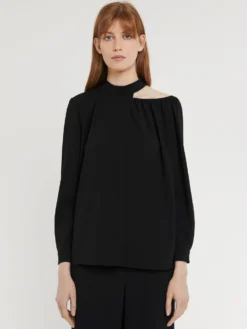 PAULE KA Top à Encolure Graphique En Crêpe Envers Satin -PAULE KA Boutique paule ka 22E180H018 999 3 scaled