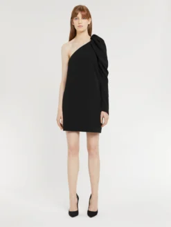 PAULE KA Robe Courte Asymétrique En Crêpe Envers Satin