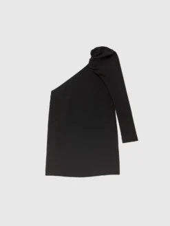 PAULE KA Robe Courte Asymétrique En Crêpe Envers Satin -PAULE KA Boutique paule ka 22E180R090 999 6 scaled