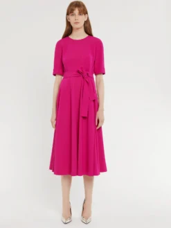 PAULE KA Robe Midi Ceinturée En Crêpe Envers Satin