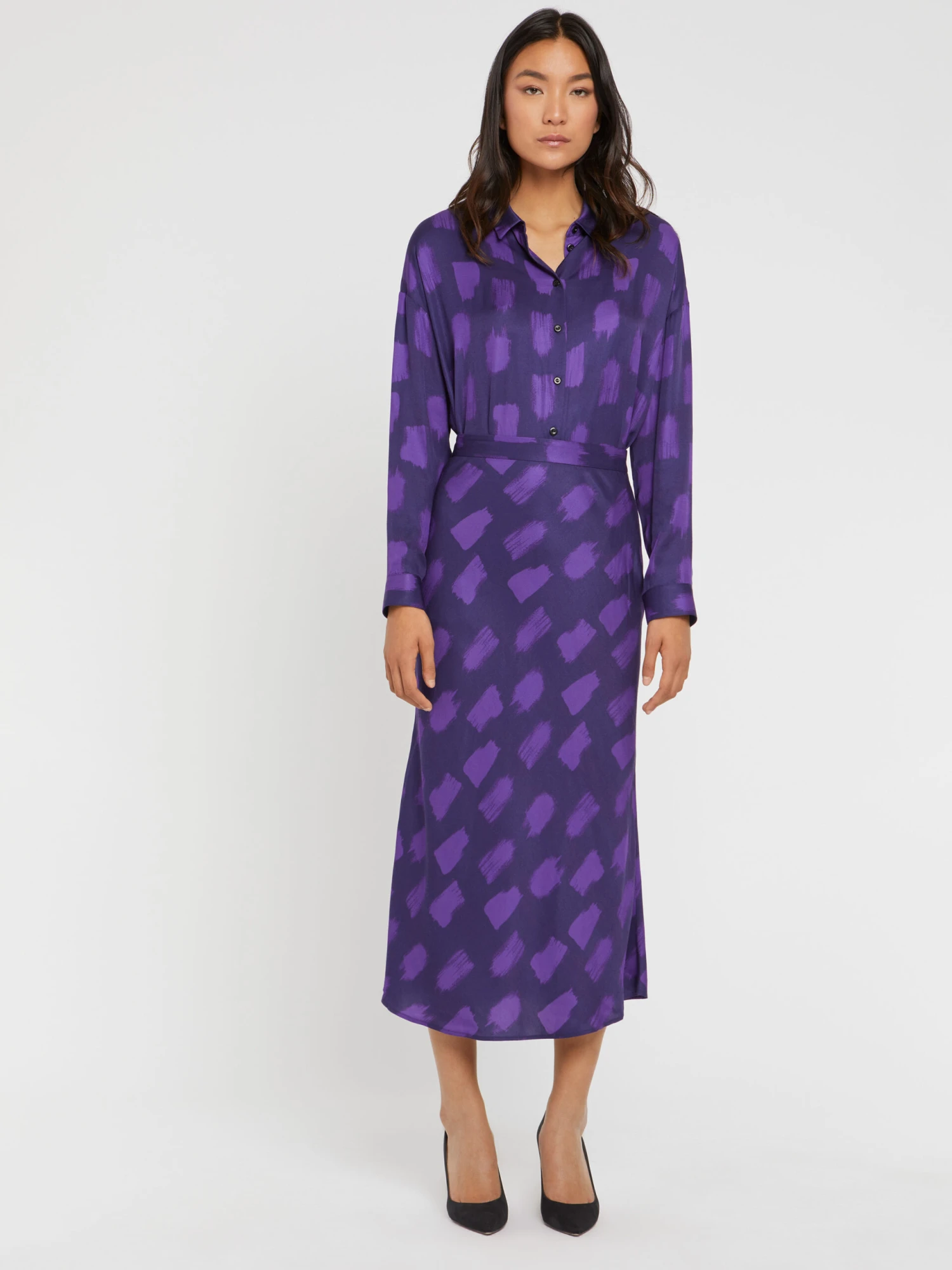 PAULE KA Jupe Mi-longue En Viscose Imprimé Tacheté 1 PAULE KA Jupe Mi-longue En Viscose Imprimé Tacheté