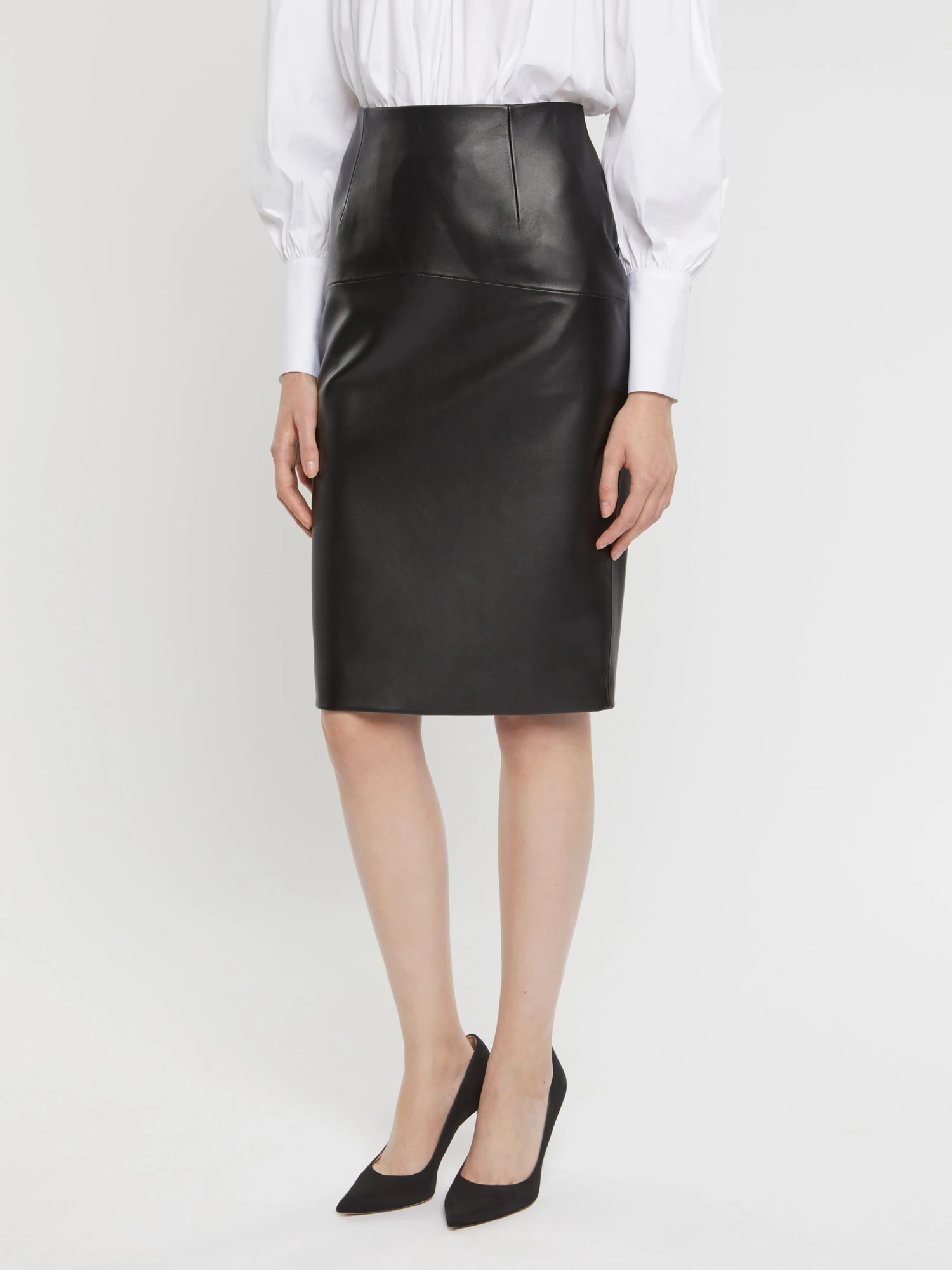 PAULE KA Jupe Droite En Cuir D'agneau 3 PAULE KA Jupe Droite En Cuir D'agneau – Image 3