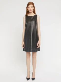 PAULE KA Robe Courte Sans Manches En Cuir D'agneau
