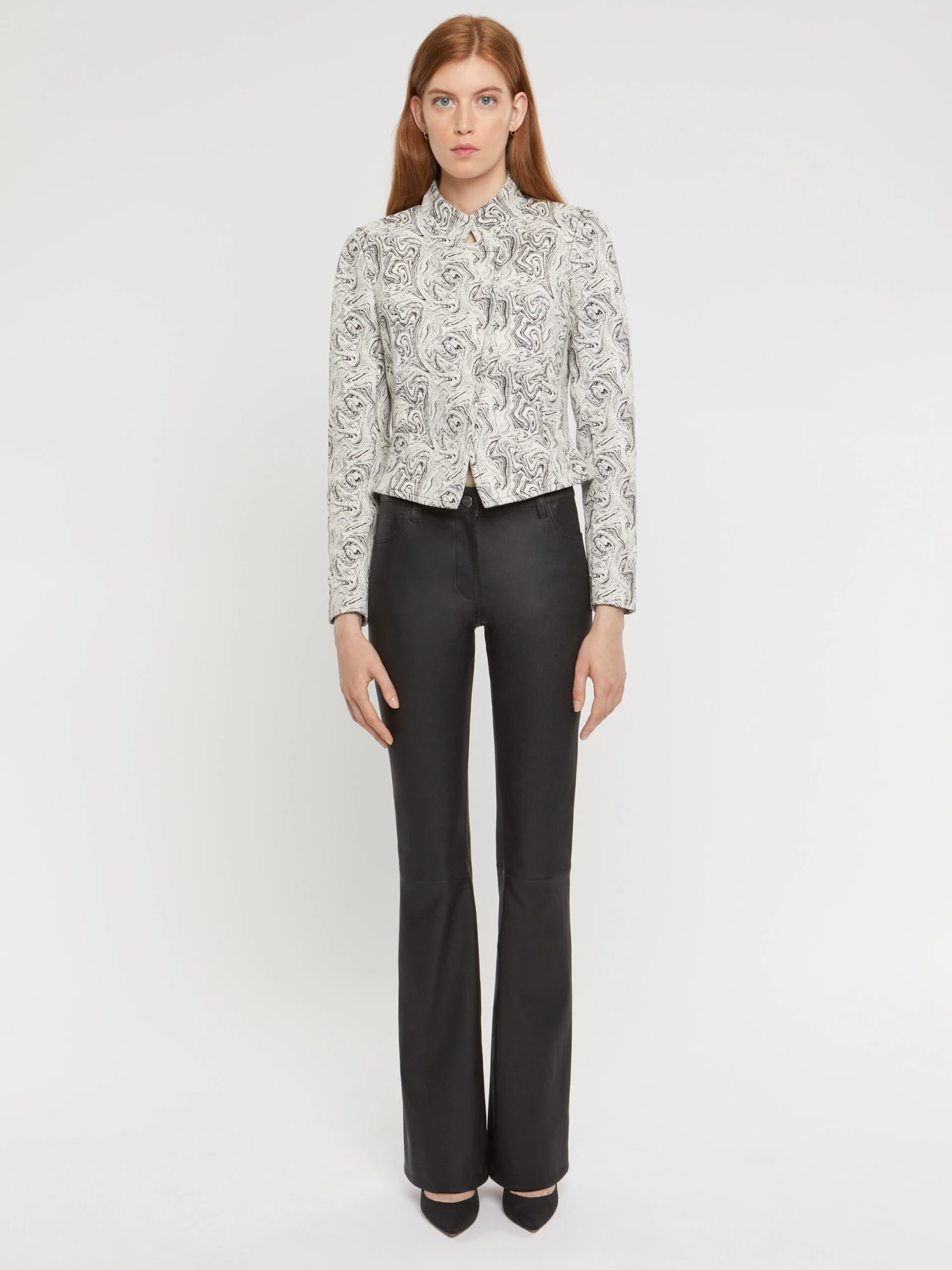 PAULE KA Pantalon évasé En Cuir D'agneau Stretch 1 PAULE KA Pantalon évasé En Cuir D'agneau Stretch