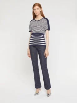 PAULE KA Pull Manches Courtes En Coton Rayé