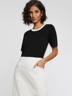 PAULE KA Pull Manches Courtes En Soie Et Coton -PAULE KA Boutique paule ka 22E412PU12 9914 3 scaled