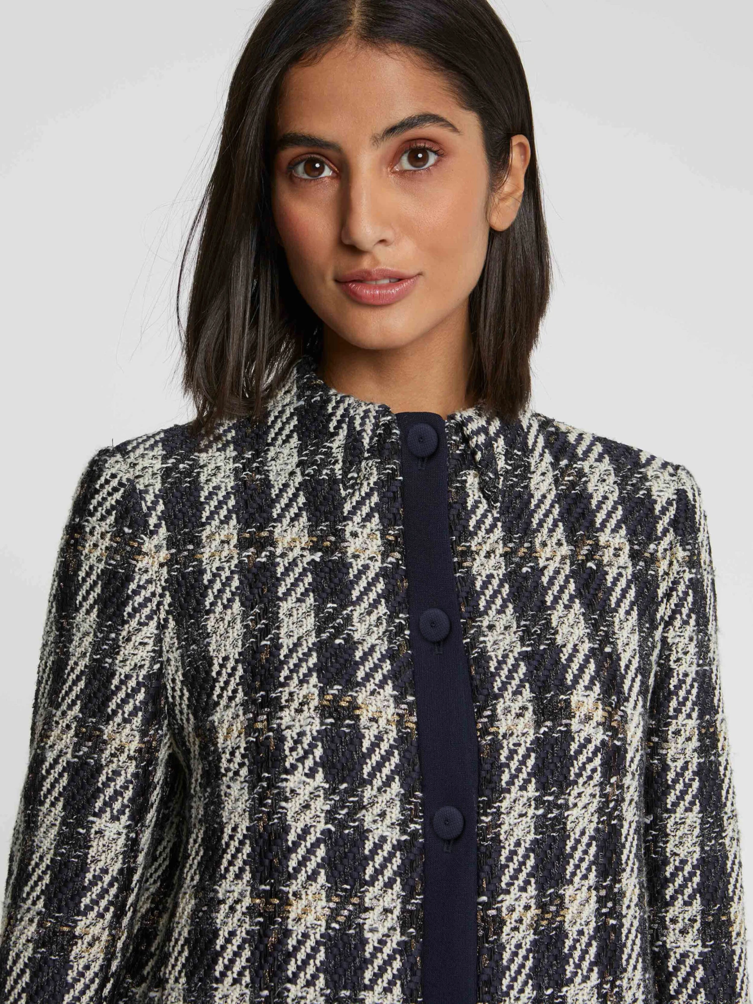 PAULE KA Manteau Mi-long En Tweed Pied-de-coq 2 PAULE KA Manteau Mi-long En Tweed Pied-de-coq – Image 2