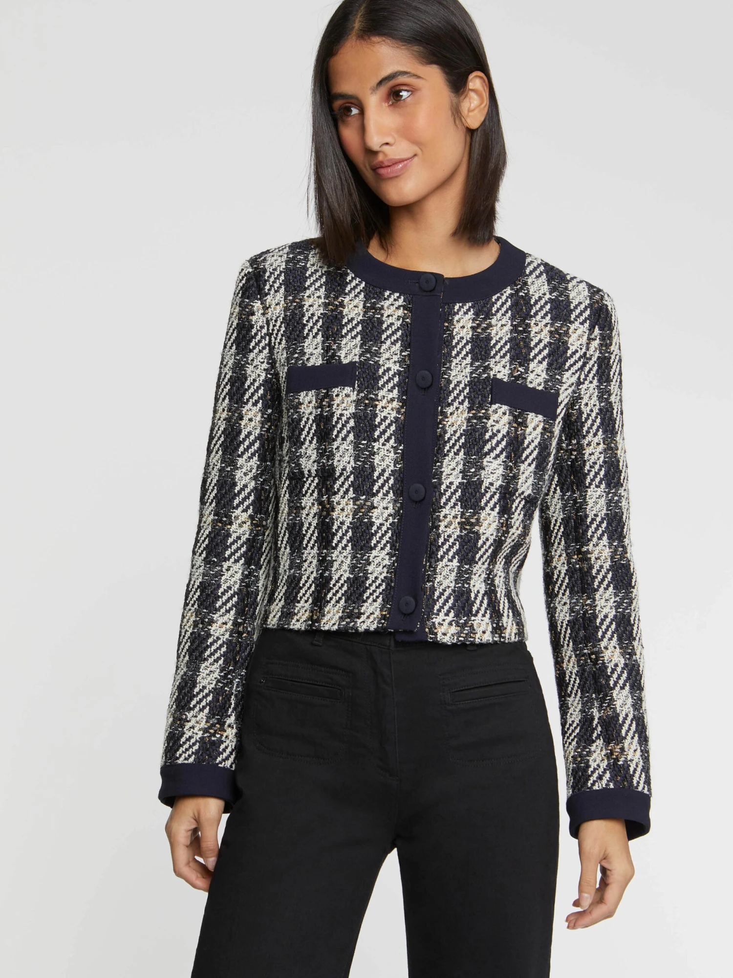 PAULE KA Veste Courte à Motif Pied-de-coq 3 PAULE KA Veste Courte à Motif Pied-de-coq – Image 3