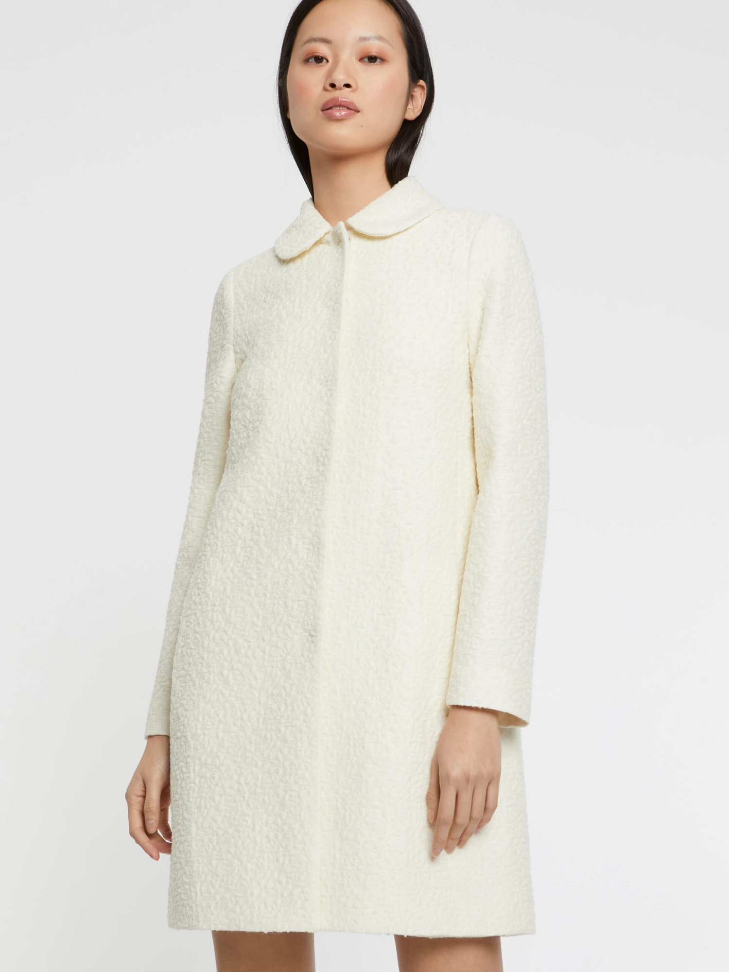 PAULE KA Manteau à Col Claudine En Laine Jacquard 3 PAULE KA Manteau à Col Claudine En Laine Jacquard – Image 3