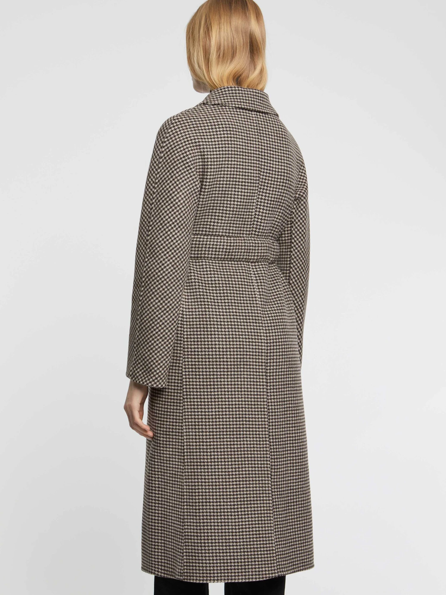 PAULE KA Manteau Long à Motifs Pied-de-poule En Laine 4 PAULE KA Manteau Long à Motifs Pied-de-poule En Laine – Image 4