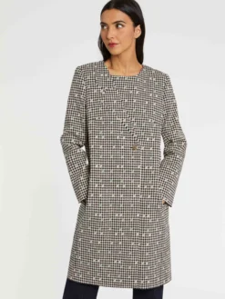PAULE KA Manteau Croisé En Jacquard Pied-de-coq