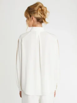 PAULE KA Chemise à Manches Plissées En Crêpe Envers Satin -PAULE KA Boutique paule ka 22H180C018B 102 4 scaled