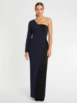 PAULE KA Robe Longue Graphique En Crêpe De Satin