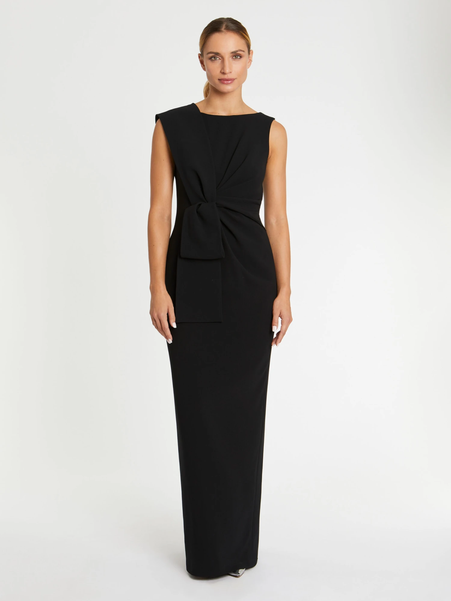 PAULE KA Robe Longue De Cérémonie à Nœud En Satin 1 PAULE KA Robe Longue De Cérémonie à Nœud En Satin