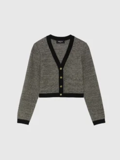 PAULE KA Cardigan à Bouton Bijou En Tweed
