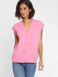 PAULE KA Gilet Sans Manches Double Face à Boutons Bijou -PAULE KA Boutique paule ka 22H409CA10 4684 3 scaled