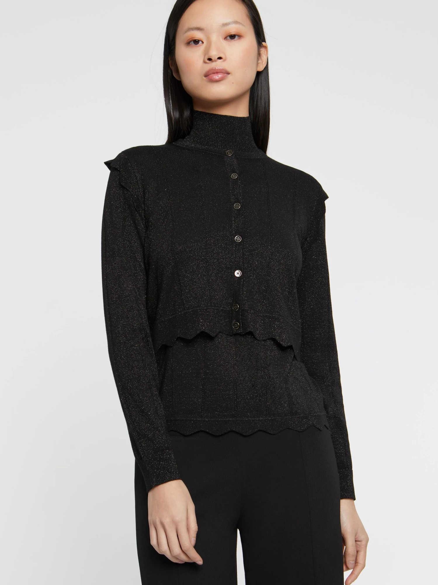 PAULE KA Cardigan Court à Festons En Laine Et Lurex 3 PAULE KA Cardigan Court à Festons En Laine Et Lurex – Image 3