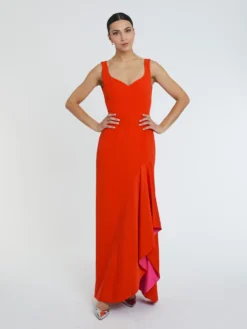 PAULE KA Robe Longue En Crêpe Envers Satin -PAULE KA Boutique paule ka 23E180R060L 2143 3 scaled